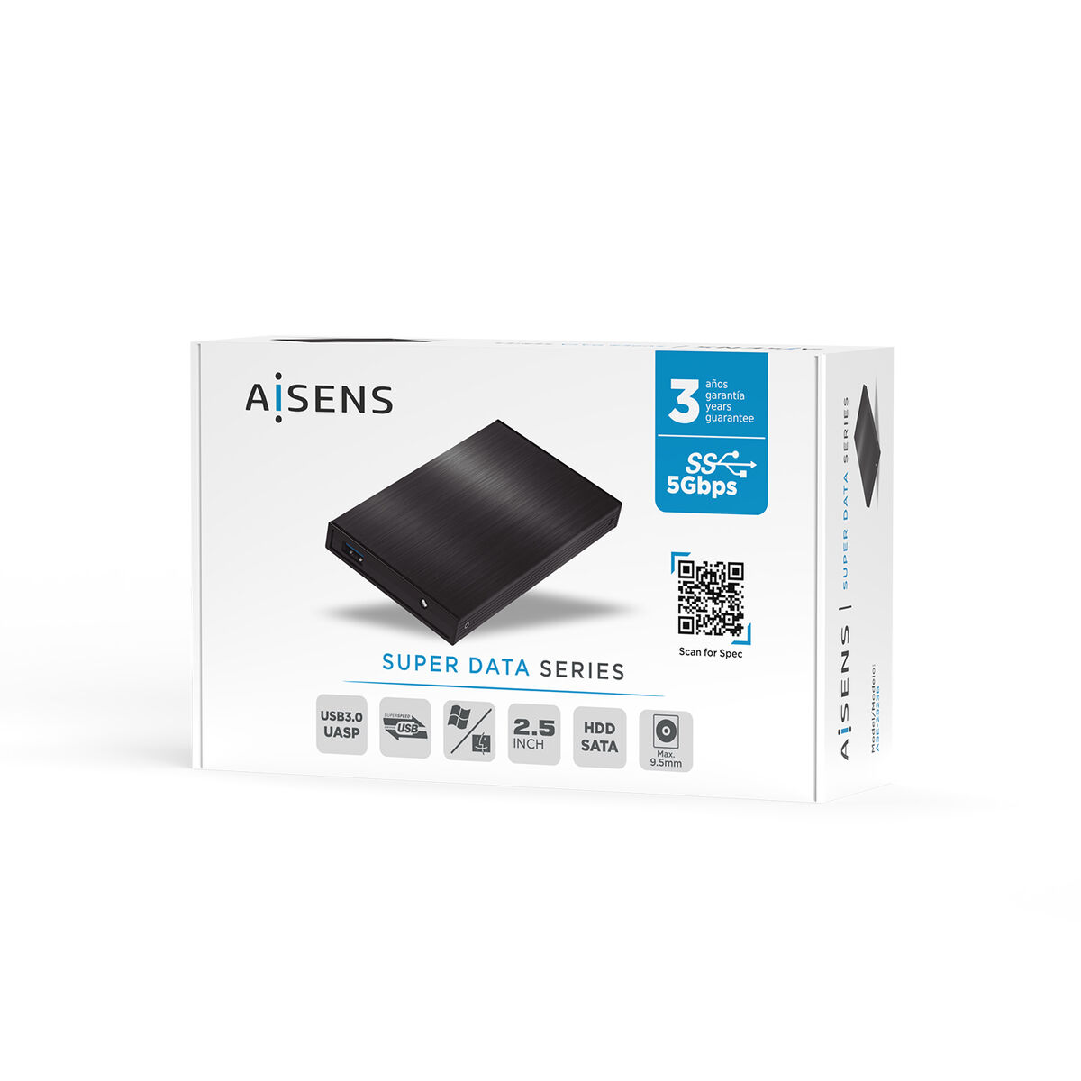 Externe Doos Aisens ASE-2523B Zwart 2,5