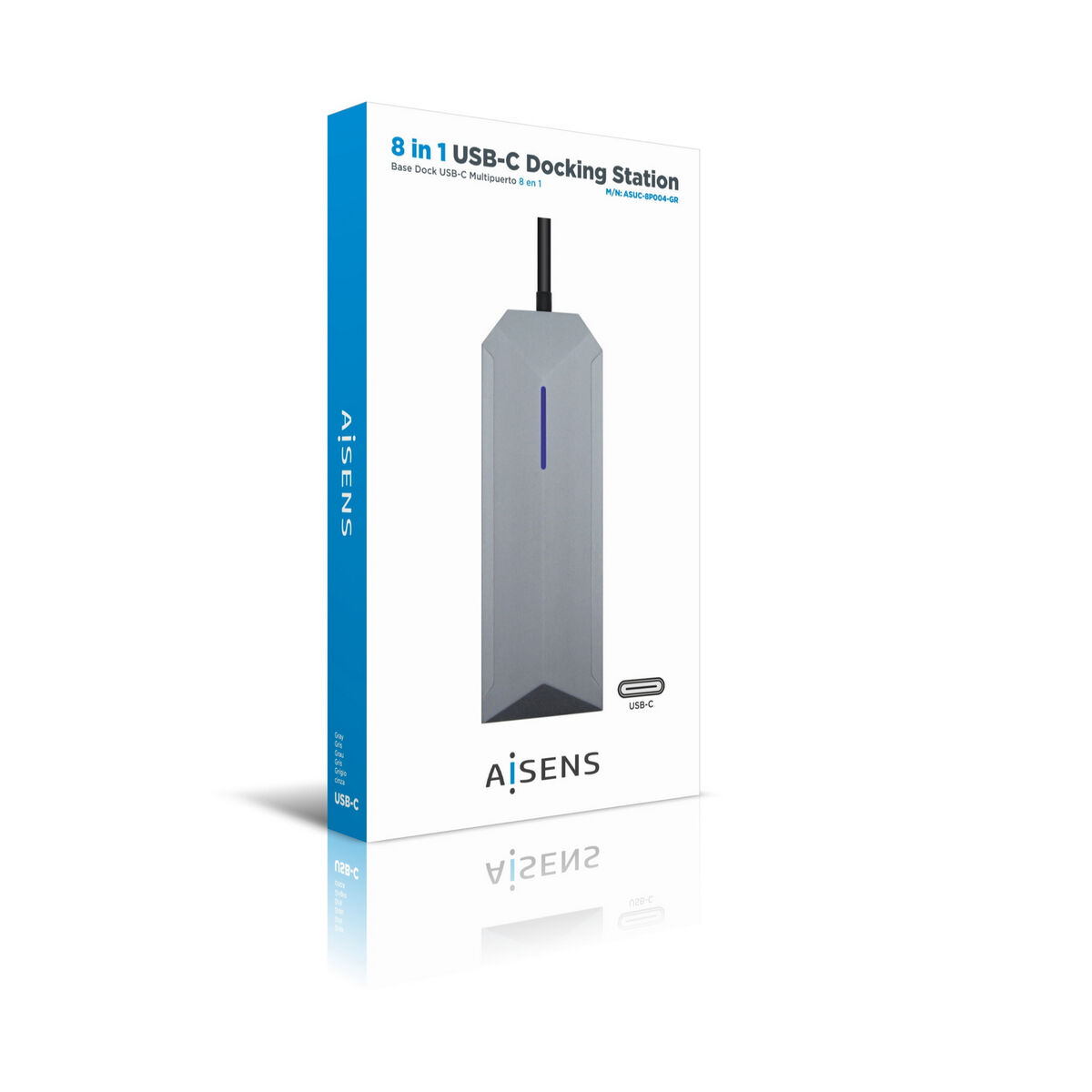 Bild von USB Hub Aisens ASUC-8P004-GR Grey 100 W 4K Ultra HD