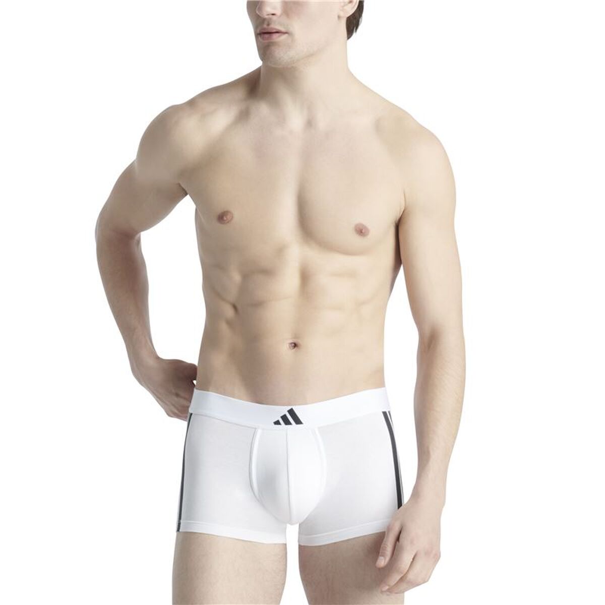 Heren Boxer Shorts Adidas Trunk Low Rise 3 Stripes Wit 2 Onderdelen