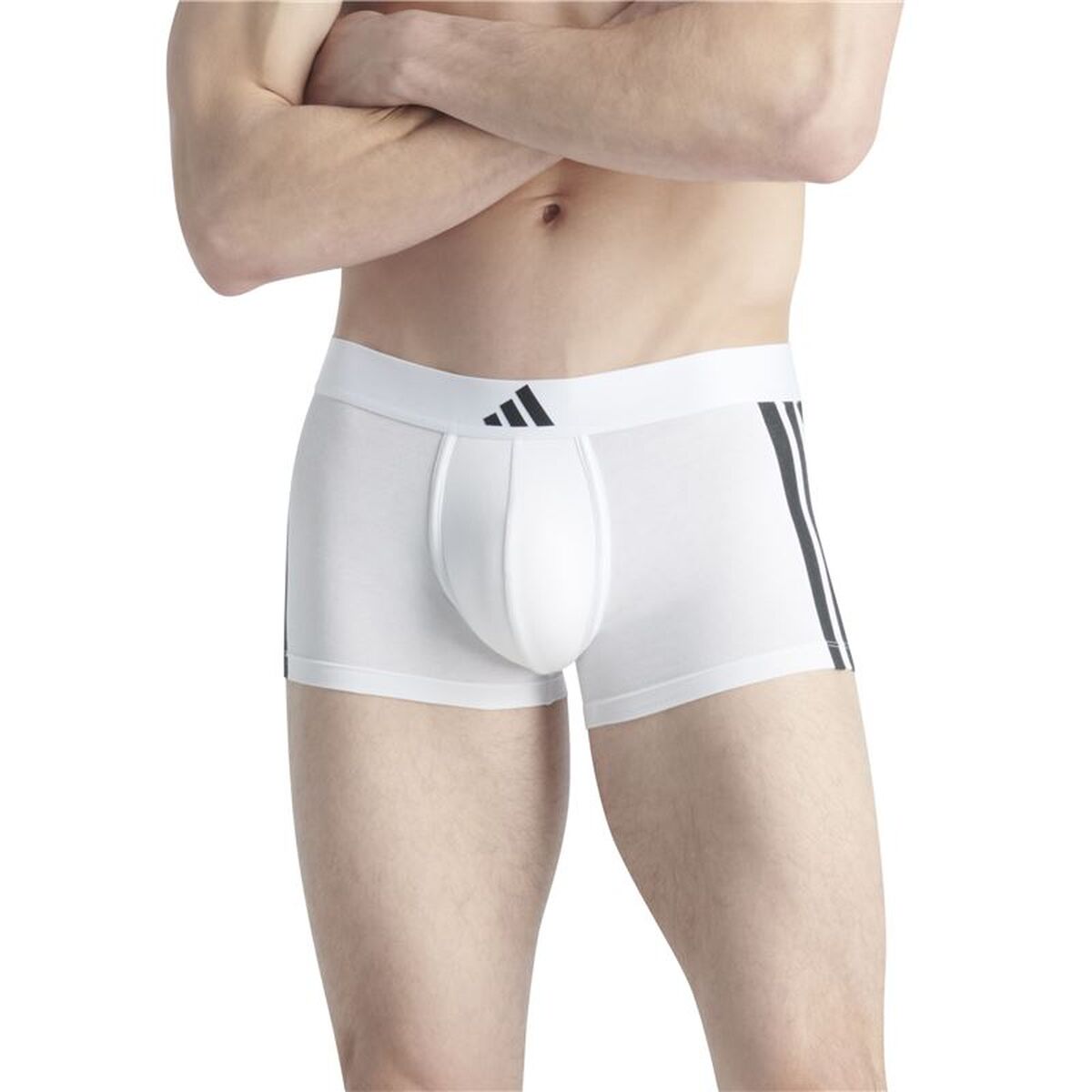 Heren Boxer Shorts Adidas Trunk Low Rise 3 Stripes Wit 2 Onderdelen