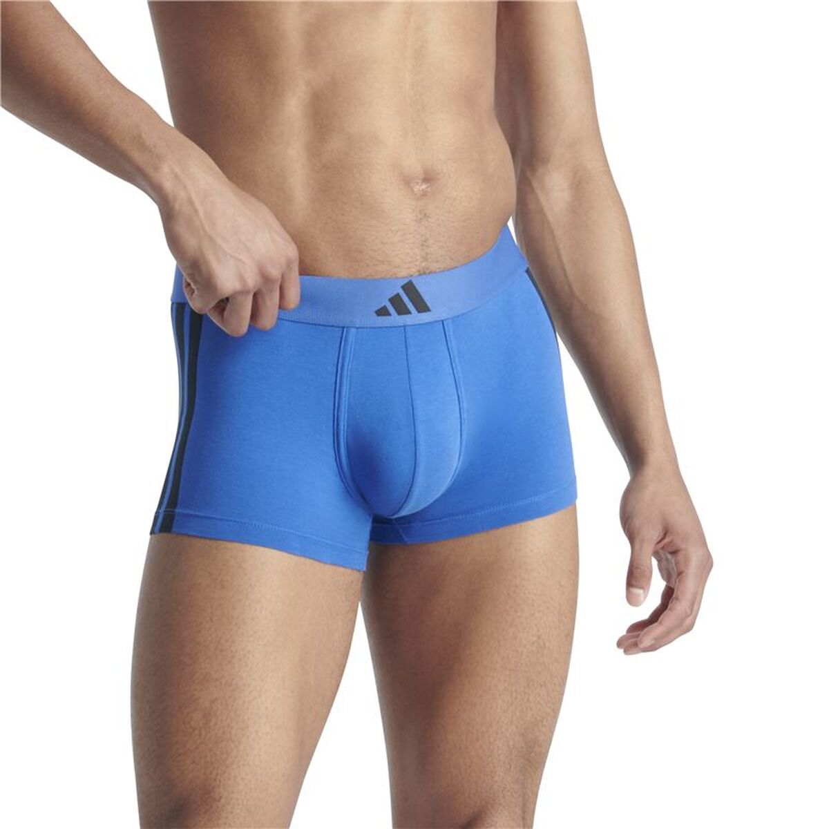 Heren Boxer Shorts Adidas Trunk Low Rise 3 Stripes Blauw 2 Onderdelen