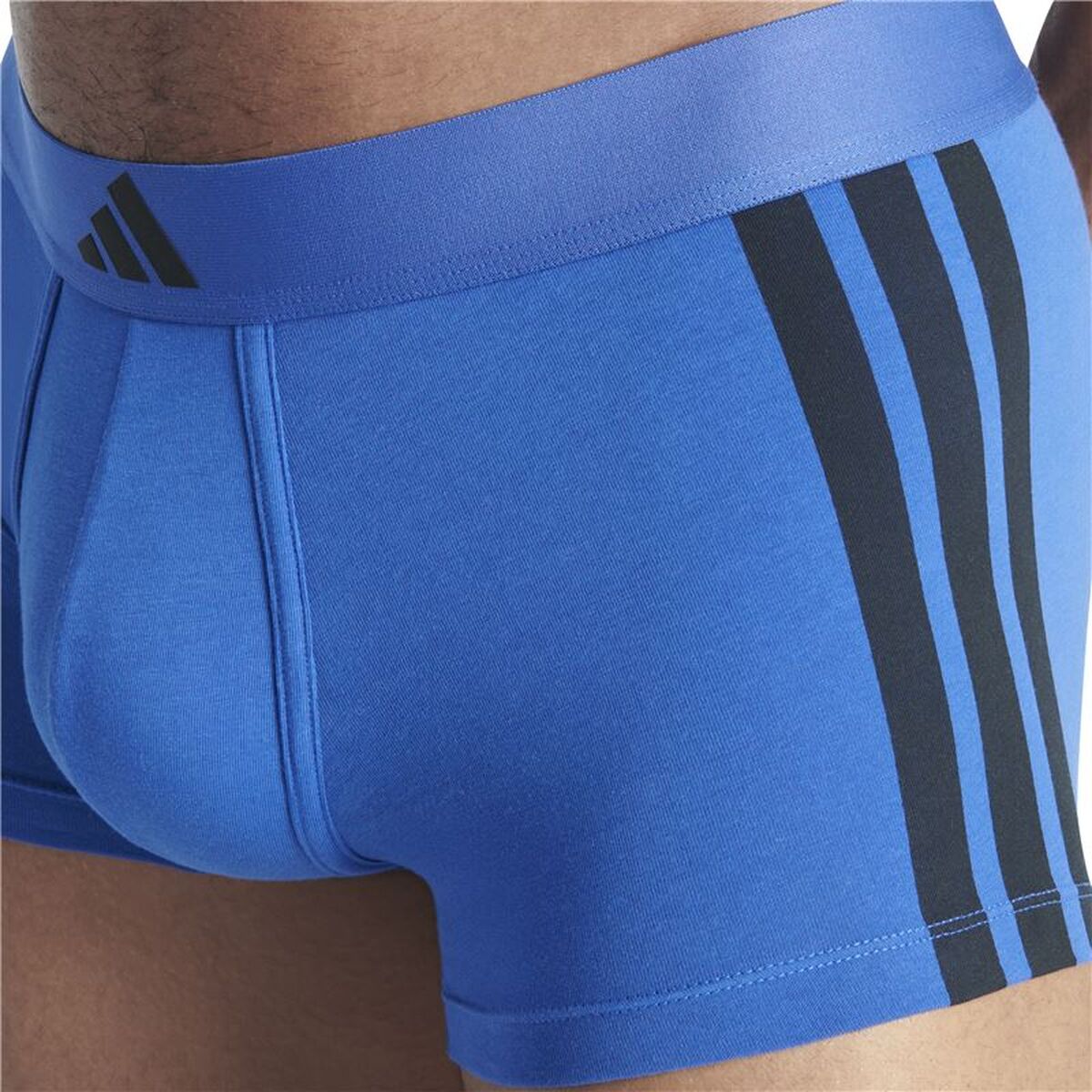 Heren Boxer Shorts Adidas Trunk Low Rise 3 Stripes Blauw 2 Onderdelen