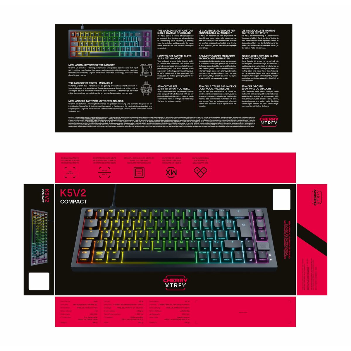 Afbeeldingen van Keyboard and Mouse Cherry CXK5V2RGBCPTBLACKRFR