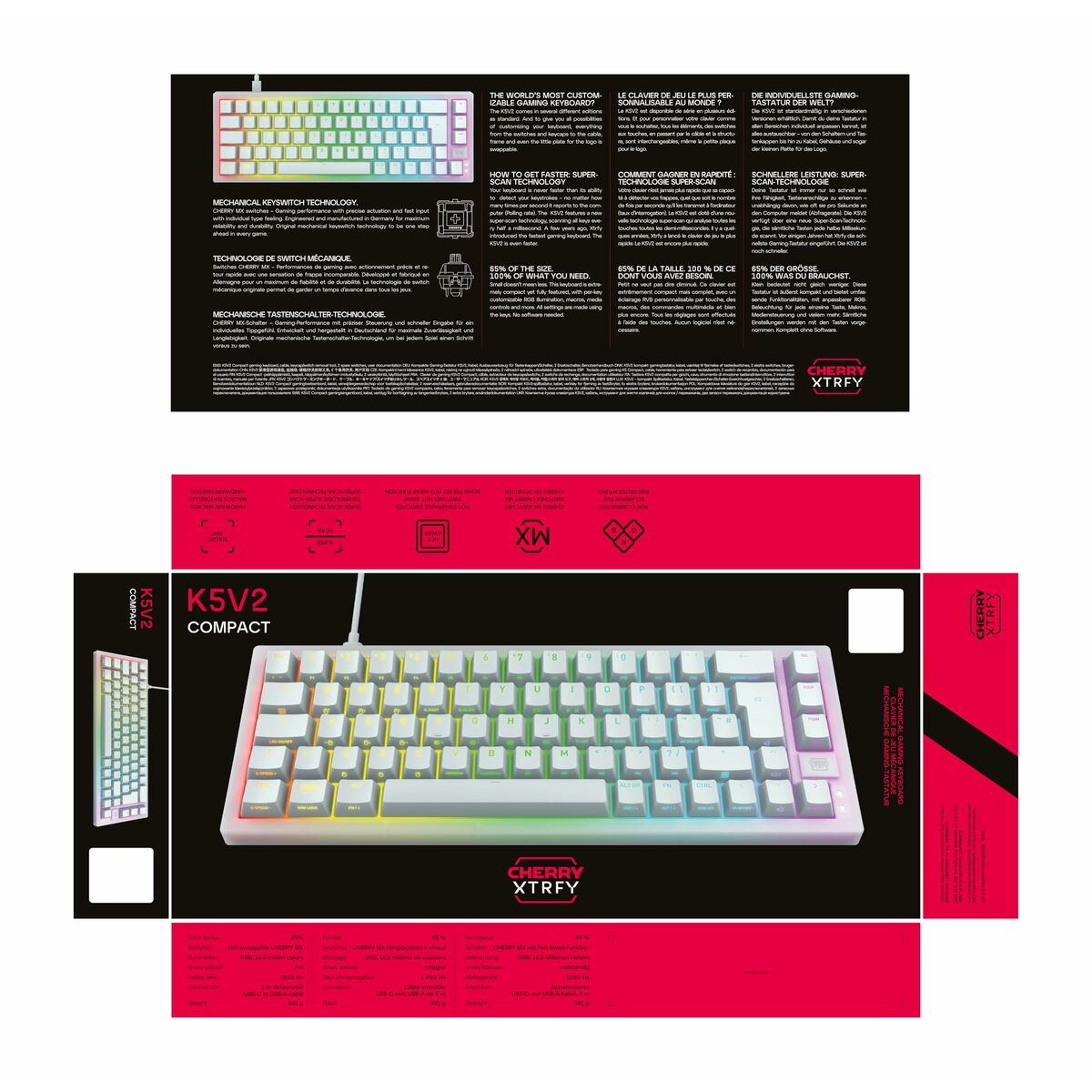 Afbeeldingen van Keyboard and Mouse Cherry CXK5V2RGBCPTTPWHTRFR
