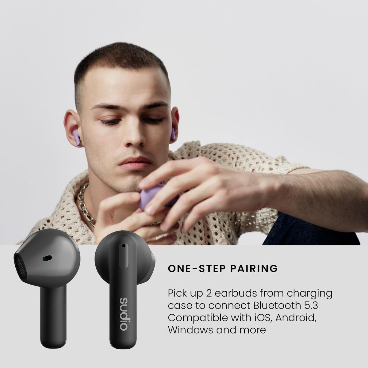 In-ear Bluetooth Headphones Sudio A1 True Wireless Black