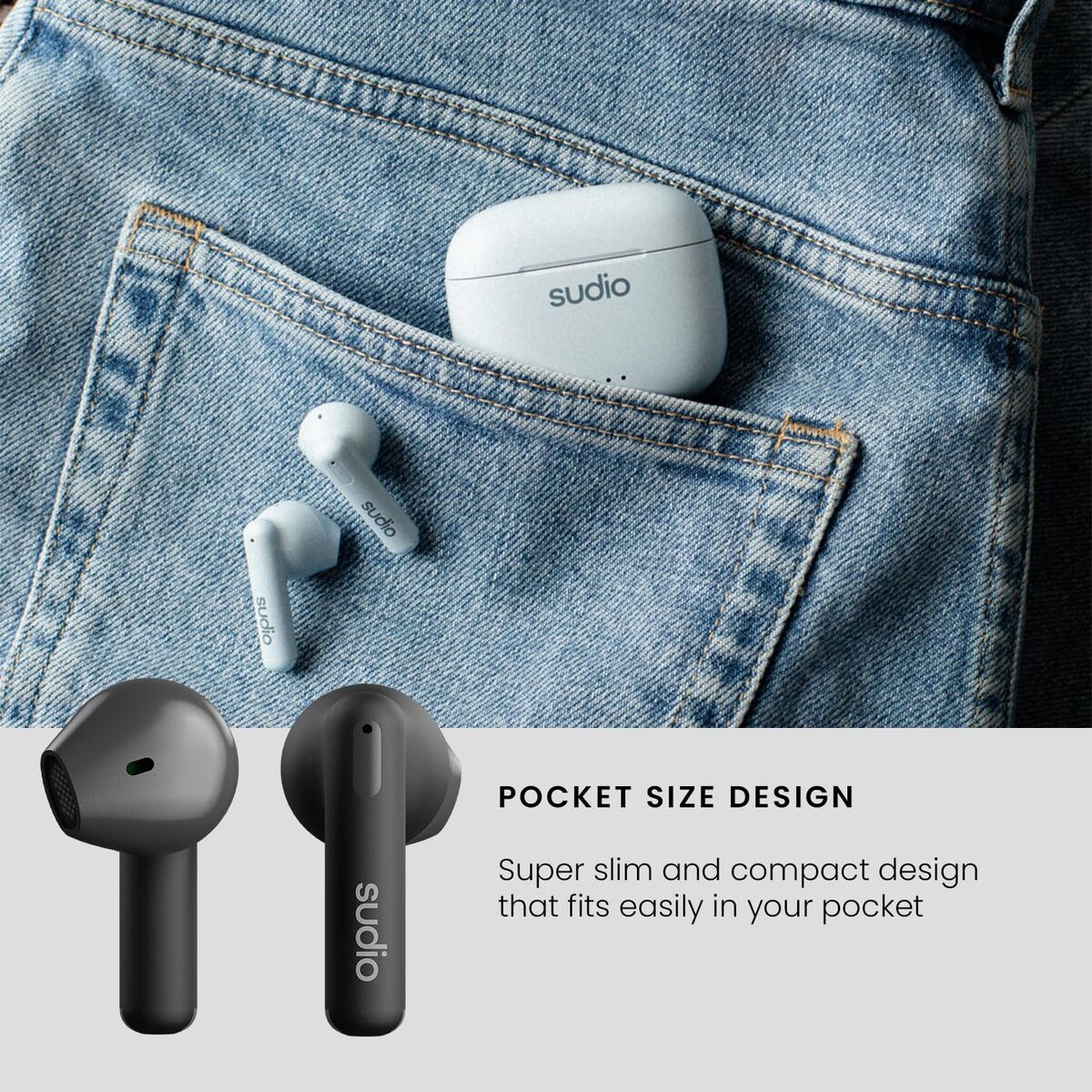 In-ear Bluetooth Headphones Sudio A1 True Wireless Black