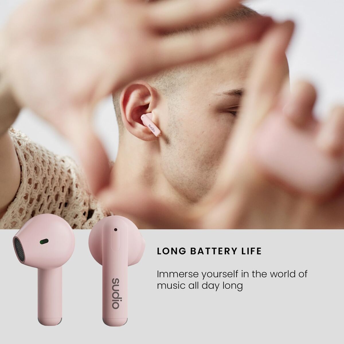 In-ear Bluetooth Headphones Sudio A1 True Wireless Pink