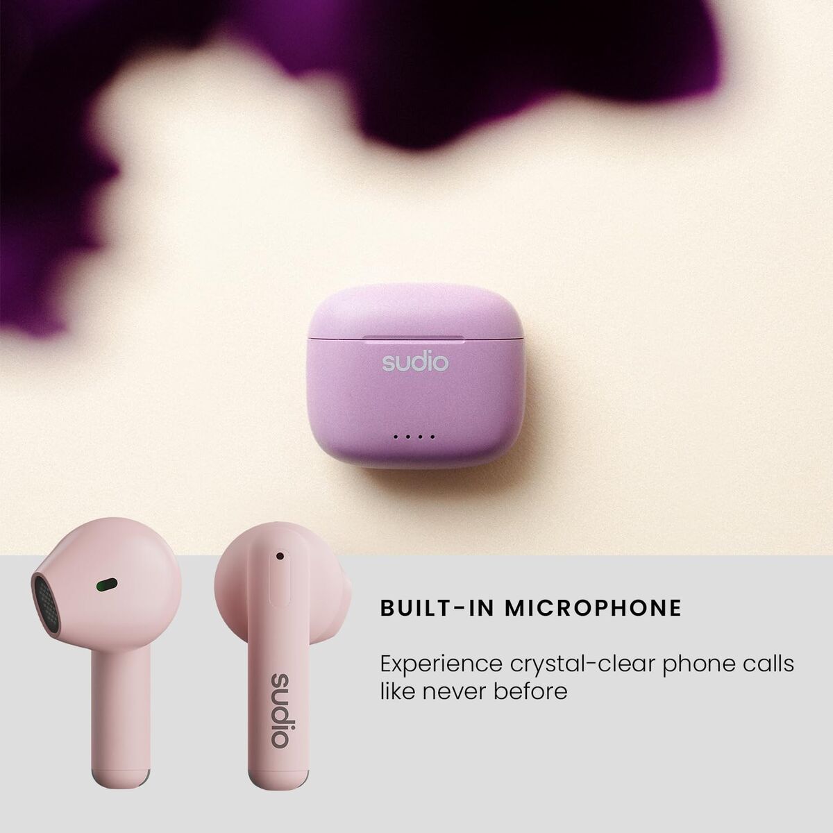 In-ear Bluetooth Headphones Sudio A1 True Wireless Pink