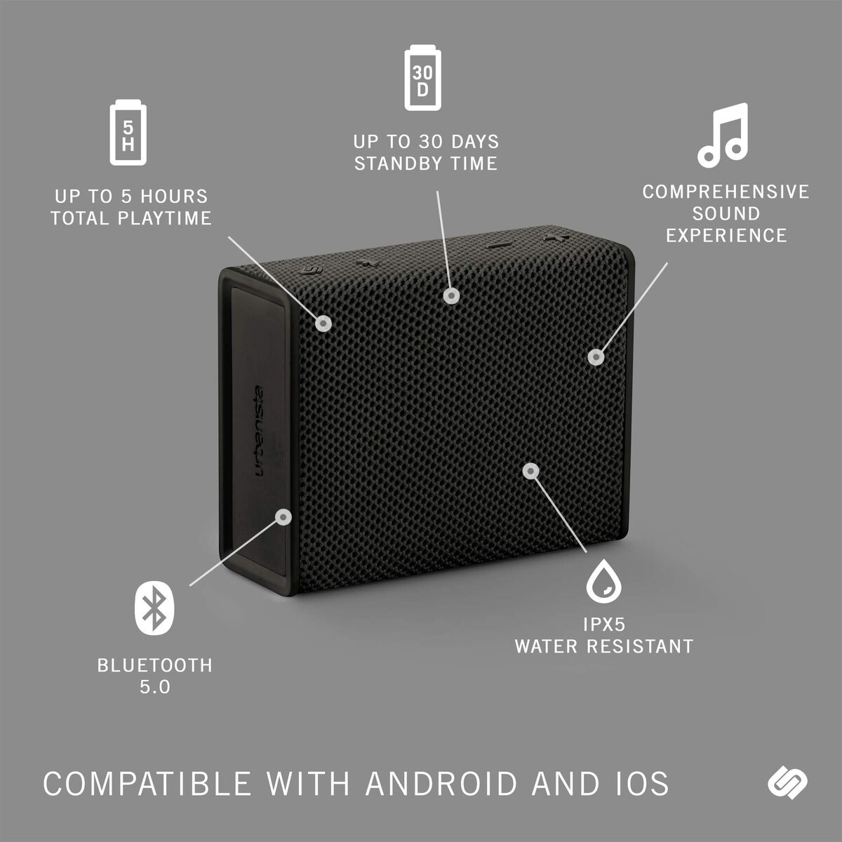 Picture of Portable Bluetooth Speakers Urbanista 1035502 Black 3 W 4 W