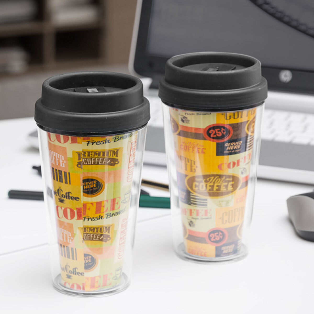 Glas met deksel Plastic 300 ml