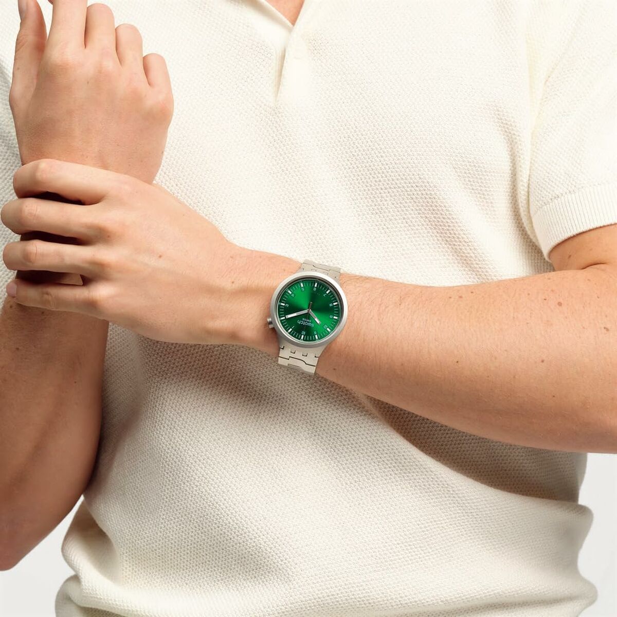 Horloge Heren Swatch SB07S101G Groen Zilverkleurig (Ø 47 mm)