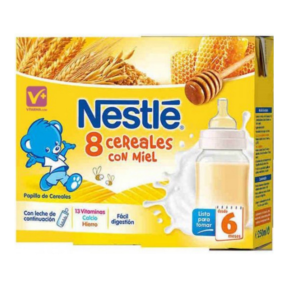 Purée pour bébé Nestle Lait et céréales au miel (2 x 250 ml)