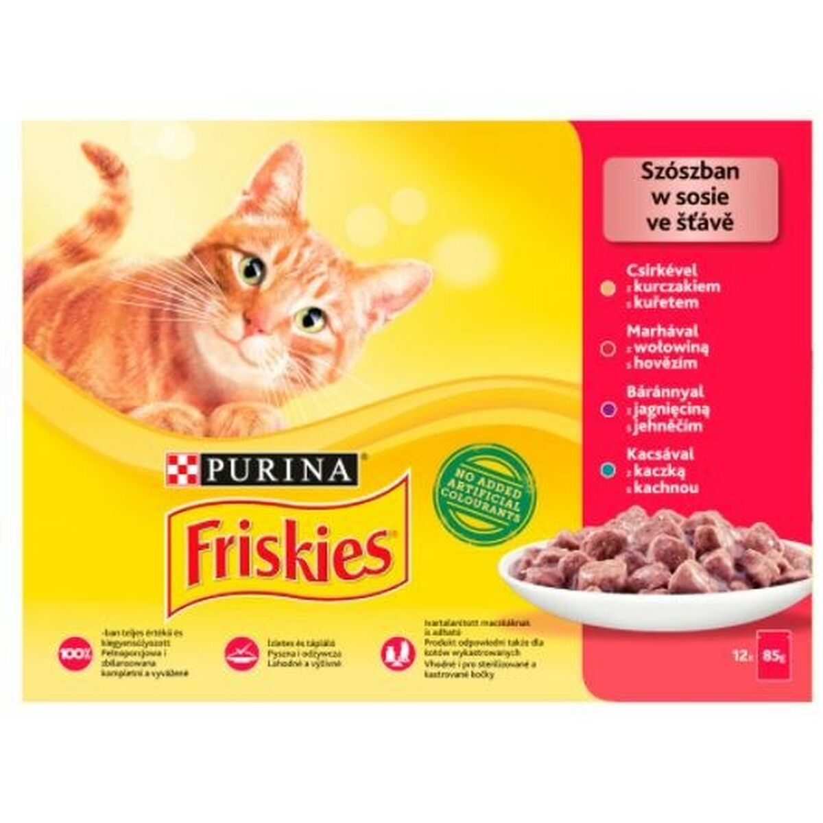 Aliments pour chat Purina Friskies Mix Poulet Veau Agneau Canard