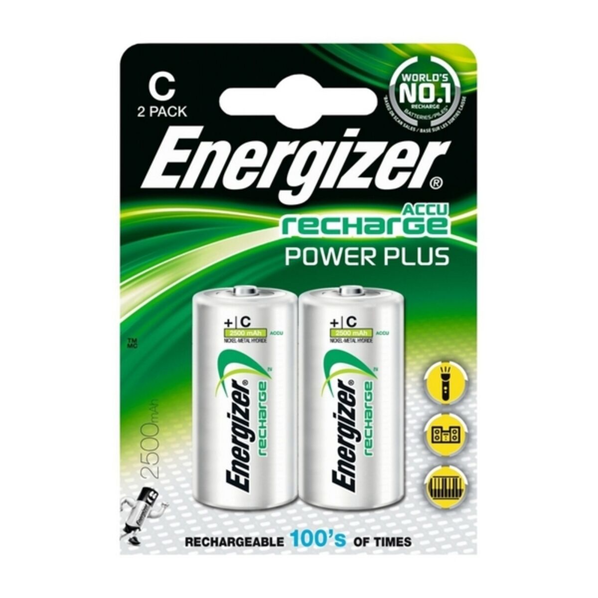 Genopladelige batterier Energizer ENRC2500P2 C HR14 2500 mAh
