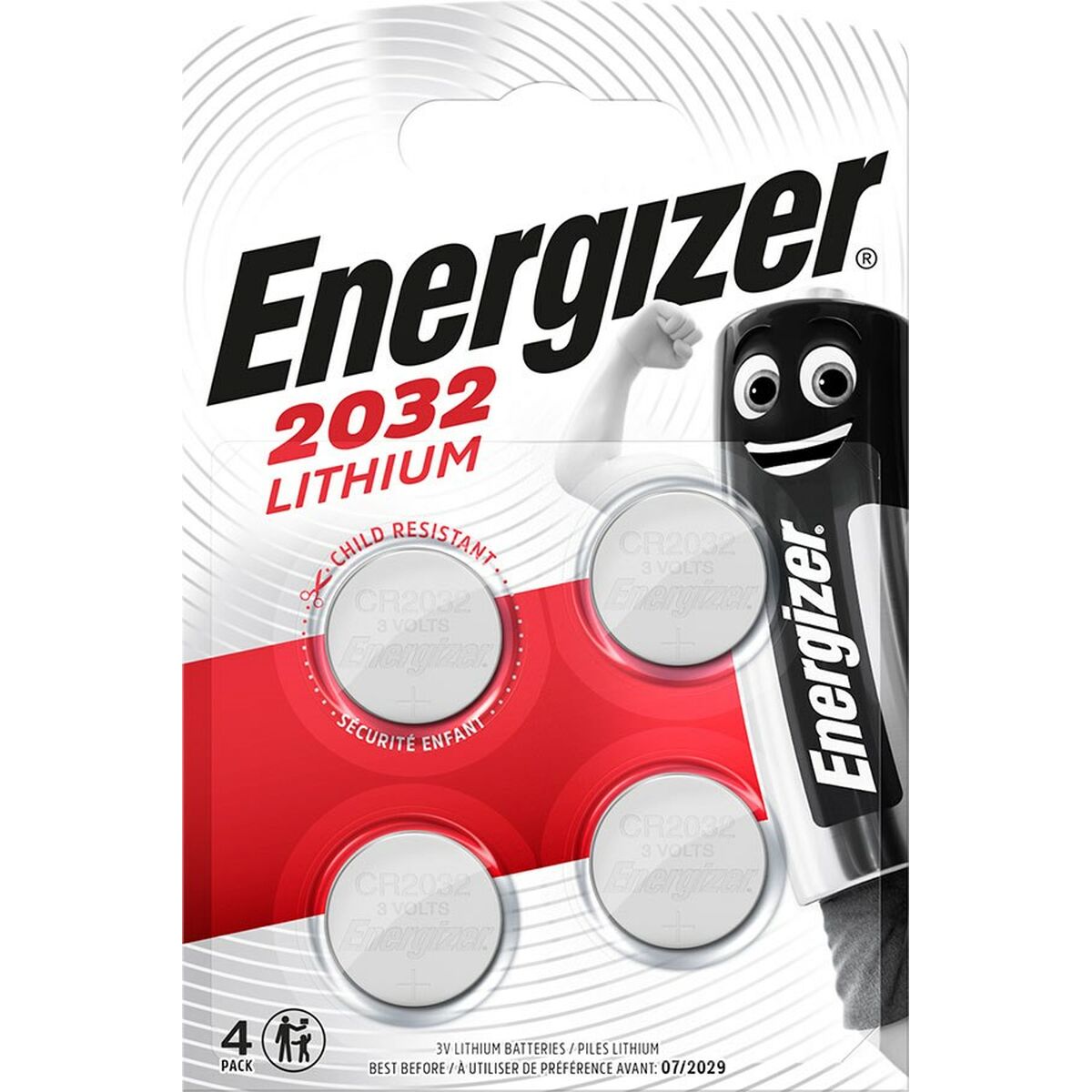 Batteries Energizer CR2032 3 V (4 Unités)