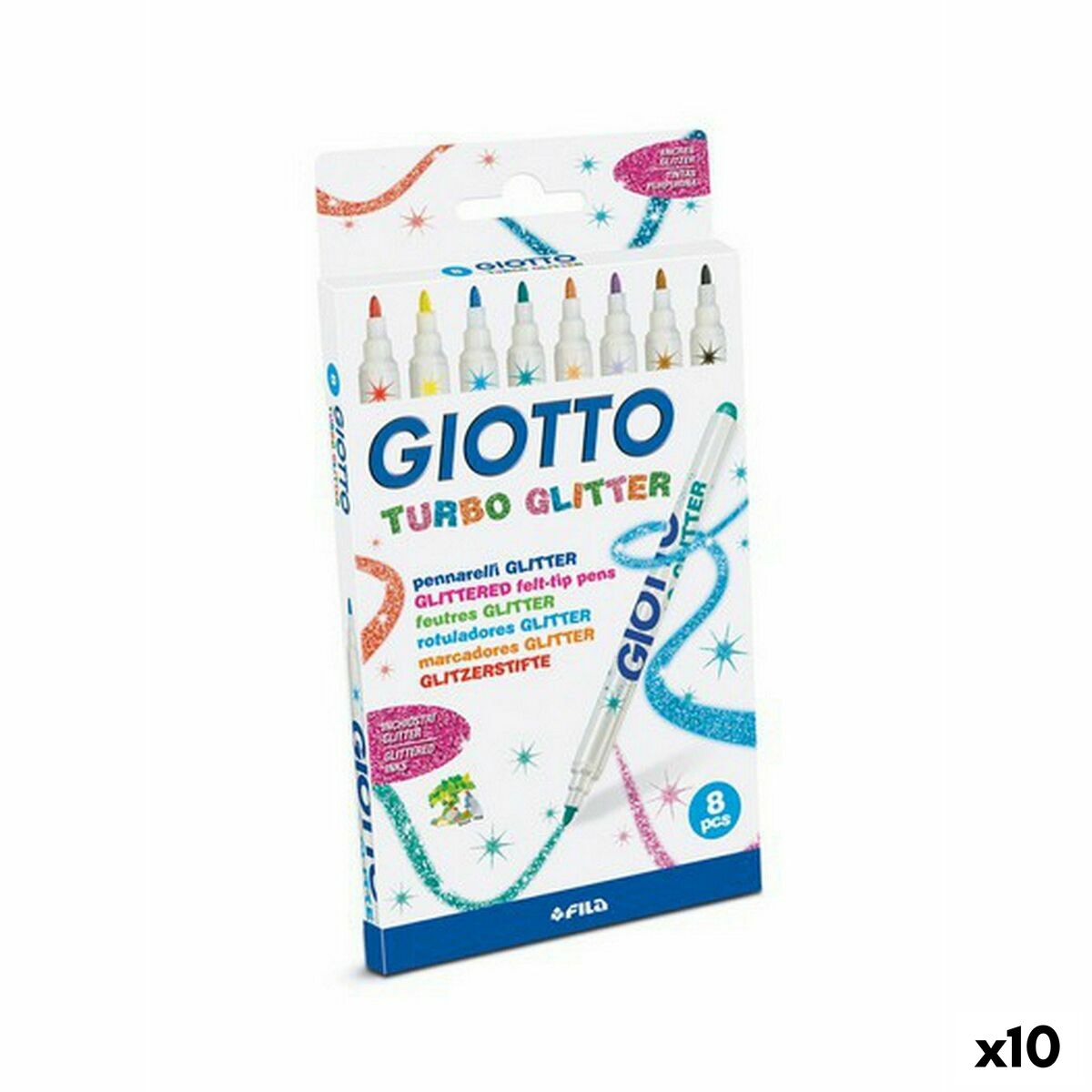 Ensemble de Marqueurs Giotto Turbo Glitter Multicouleur (10 Unités)