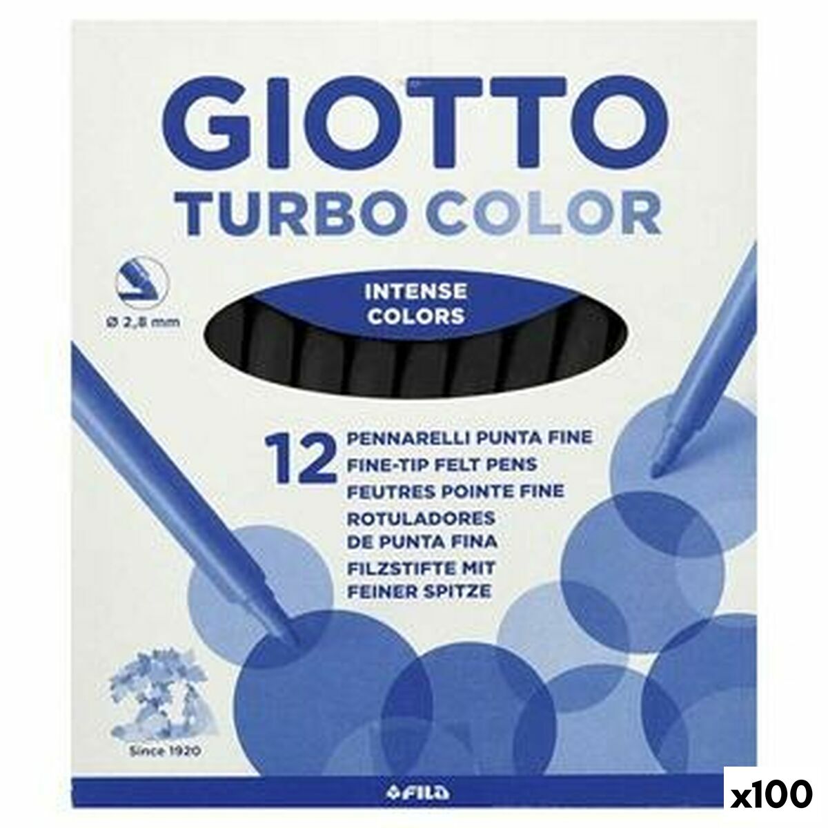 Σετ Μαρκαδόροι Giotto TURBO COLOR Μαύρο 12 Τεμάχια (100 Μονάδες)