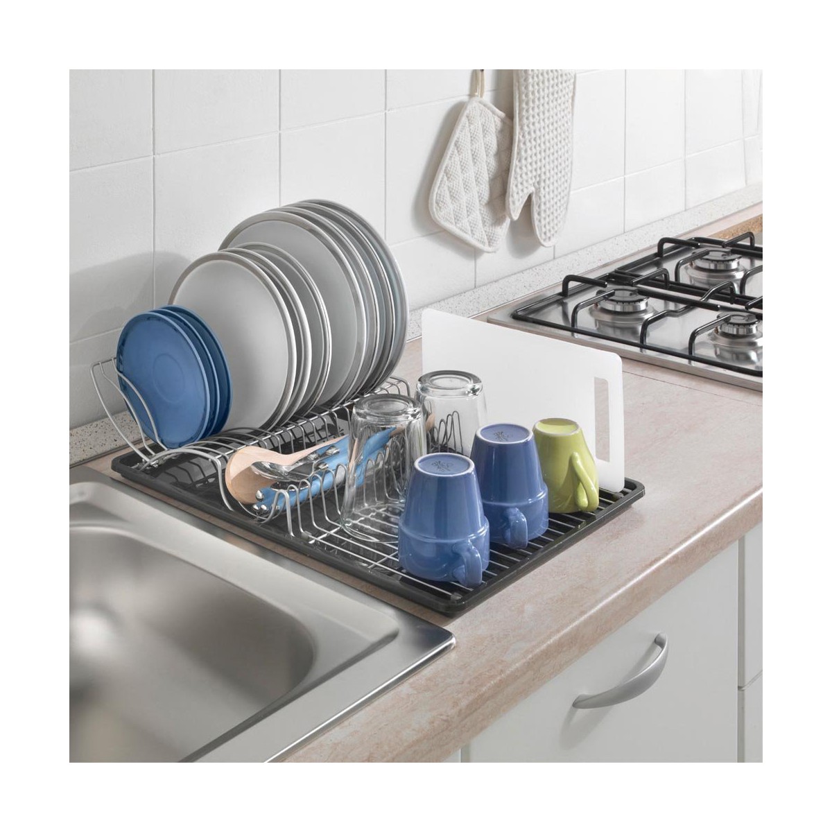 Draining Rack for Kitchen Sink Metaltex Wing-tex Metal (50 x 31 x 11 cm), view 4