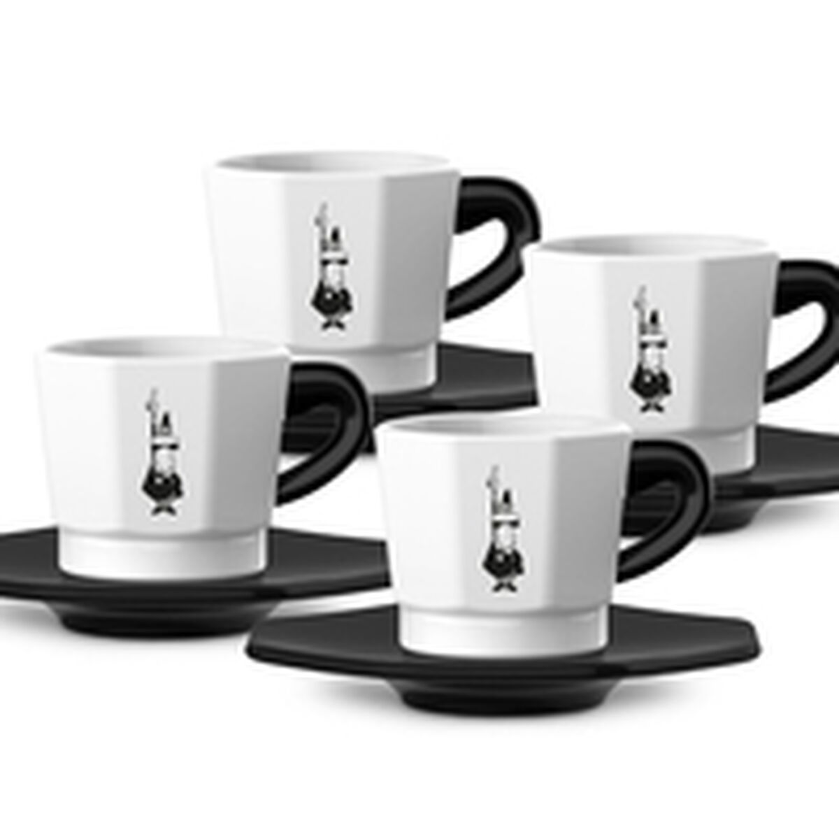 Ensemble de tasses à café Bialetti Blanc Noir (4 Unités)