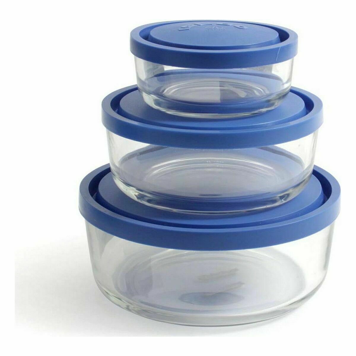 Set of lunch boxes Borgonovo Igloo Hermetic Circular 3 Pieces Blue