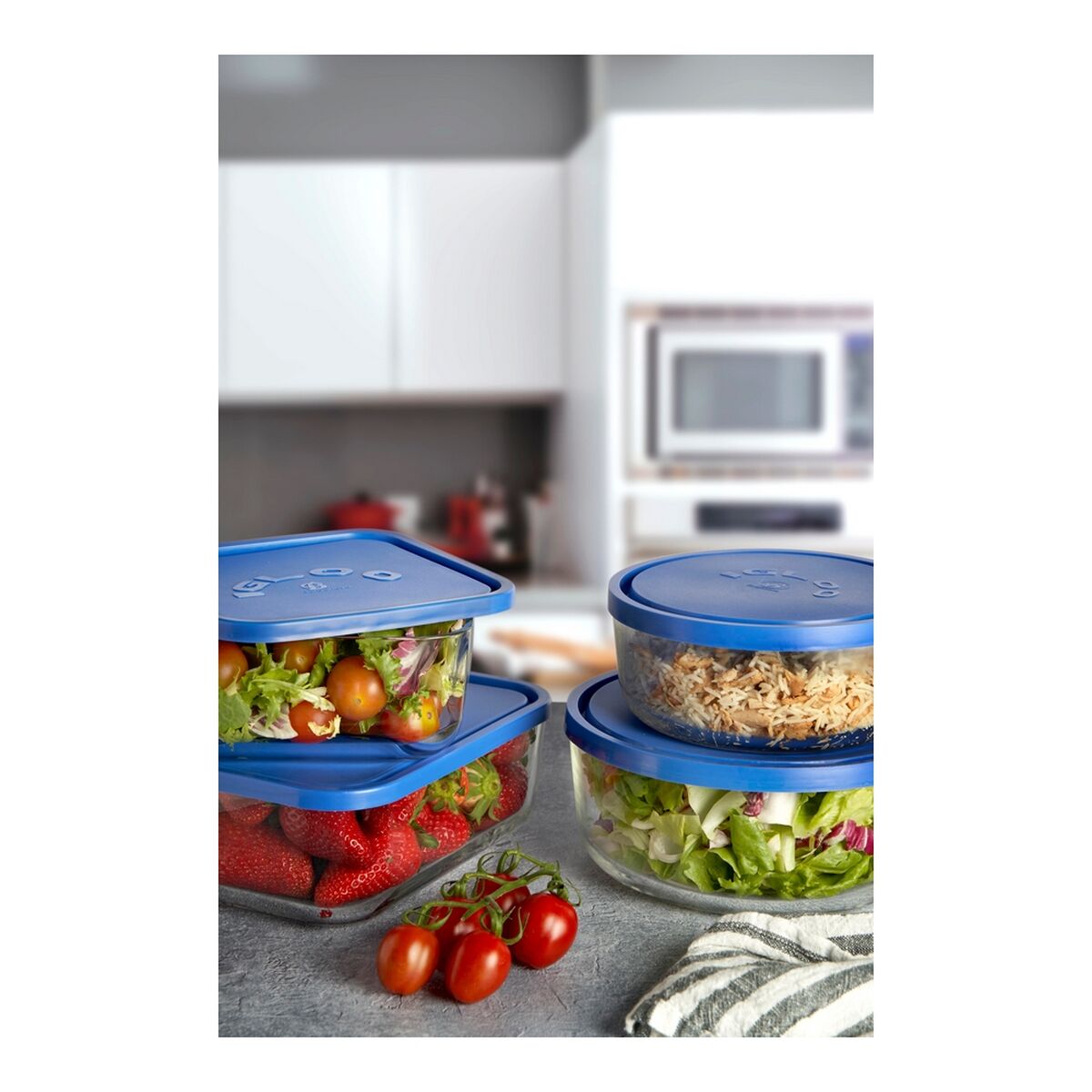 Lunch box Borgonovo Igloo Blue 22 x 22 x 9 cm 18,5 x 18,5 x 7,4 cm, view 5
