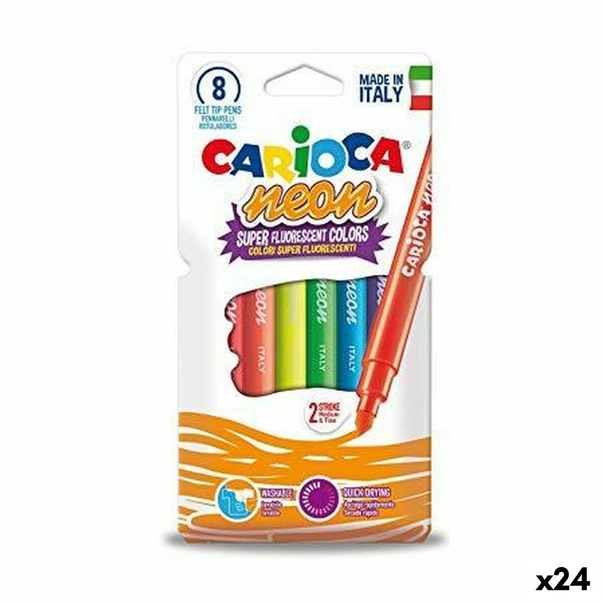 Σετ Μαρκαδόροι Υπογράμμισης Carioca Neon Πολύχρωμο (24 Μονάδες)