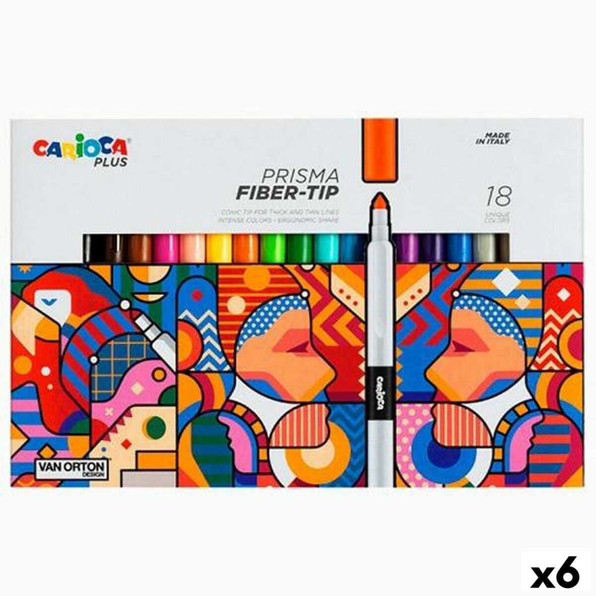 Σετ Μαρκαδόροι Carioca Prisma Πολύχρωμο 18 Τεμάχια (x6)