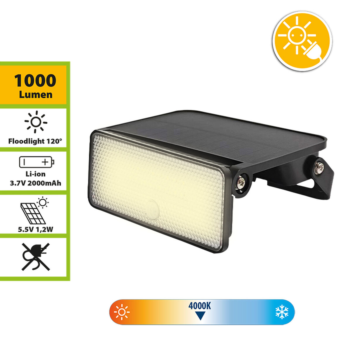 Zonnelamp Velamp MAYA 12 W 4000 K 1600 lm Wit