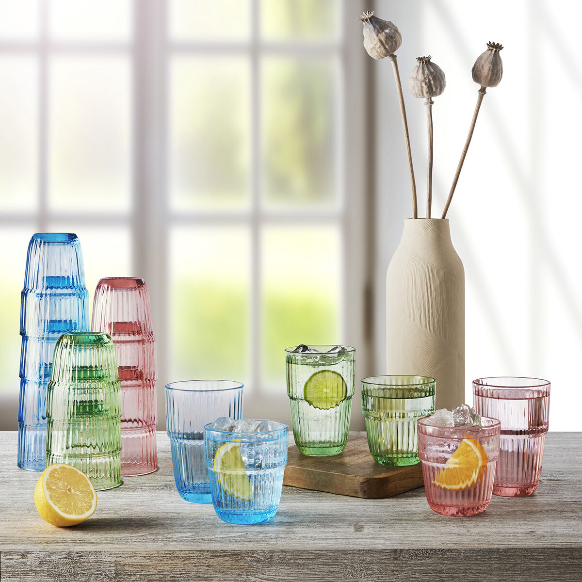 Image secondaire de Verre d'eau Bormioli Rocco Barshine Bleu verre 300 ml (6 Unités)