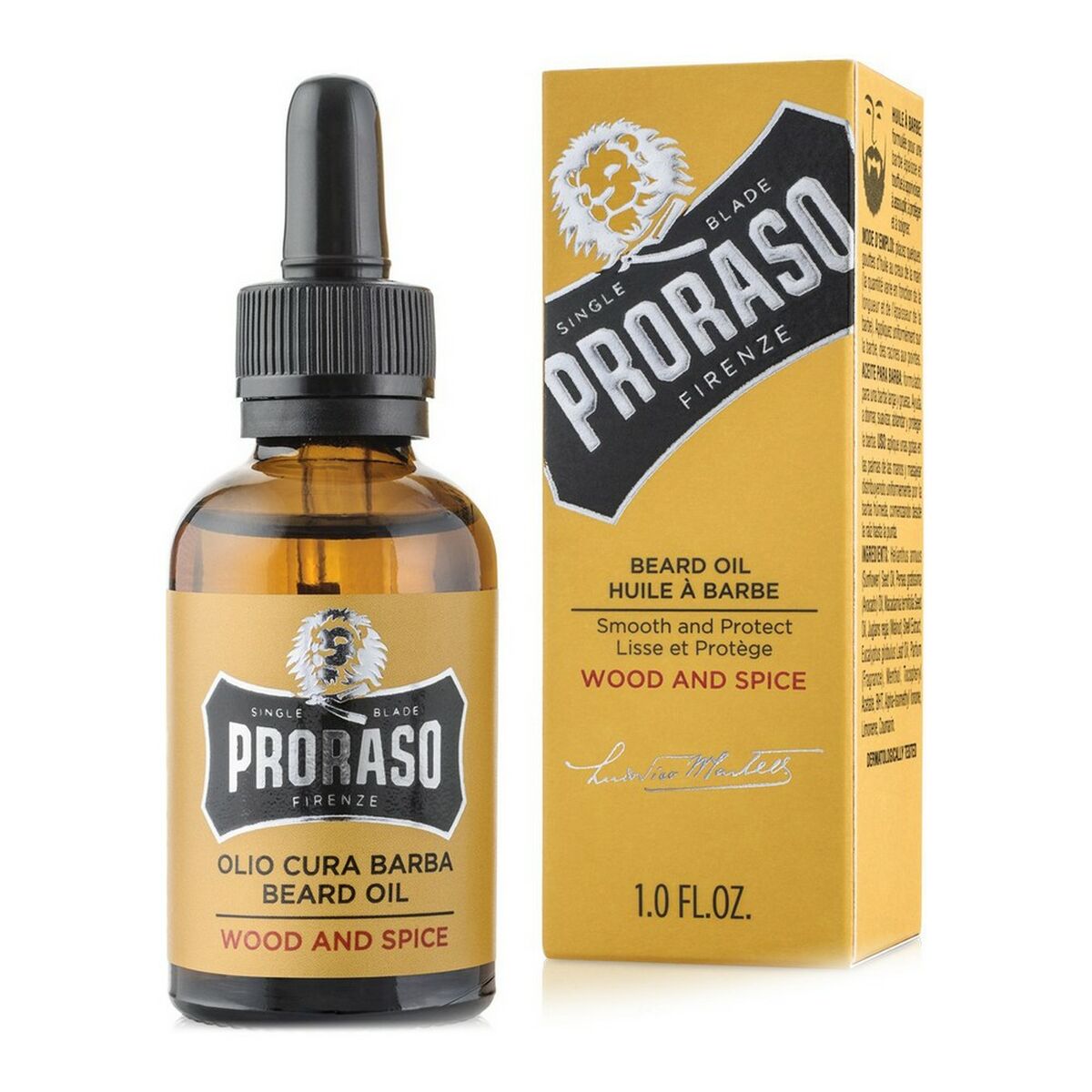 Huile pour barbe Yellow Proraso Wood And Spice 30 ml