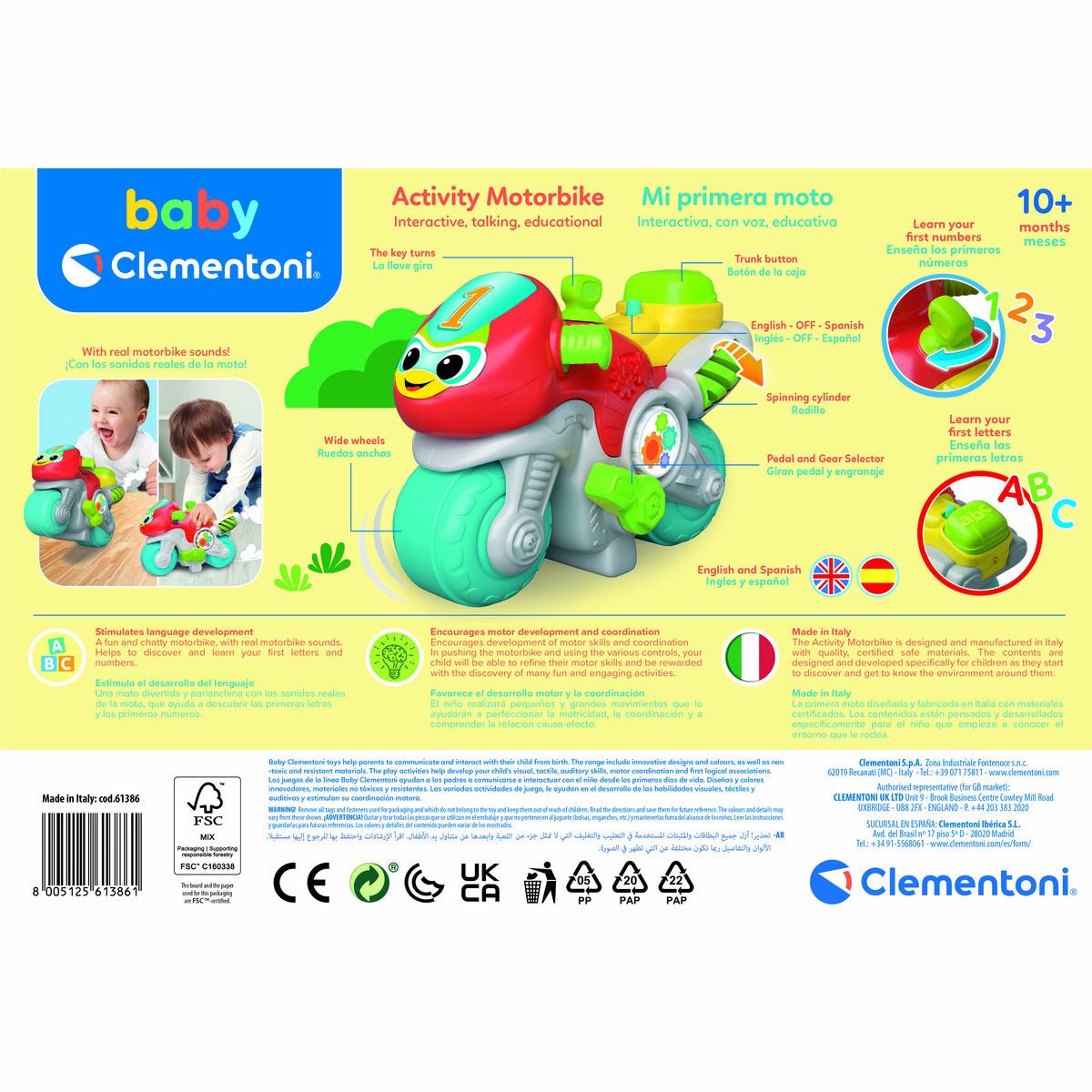 Foot to Floor Motorbike Clementoni Multicolour 30 x 21 x 13 cm