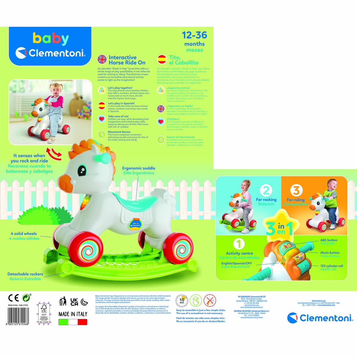 Tricycle Clementoni Tito 54 x 46 x 18,5 cm Horse