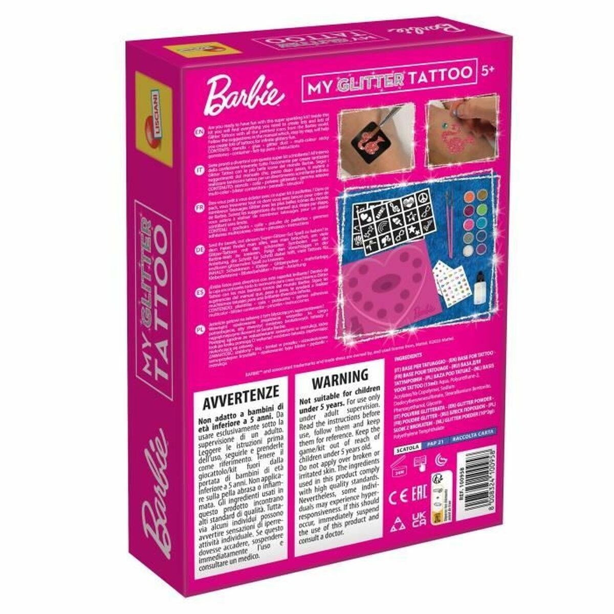 Tijdelijke Tattoos Lisciani Giochi My Glitter Tatoo Purpurine 20 Onderdelen