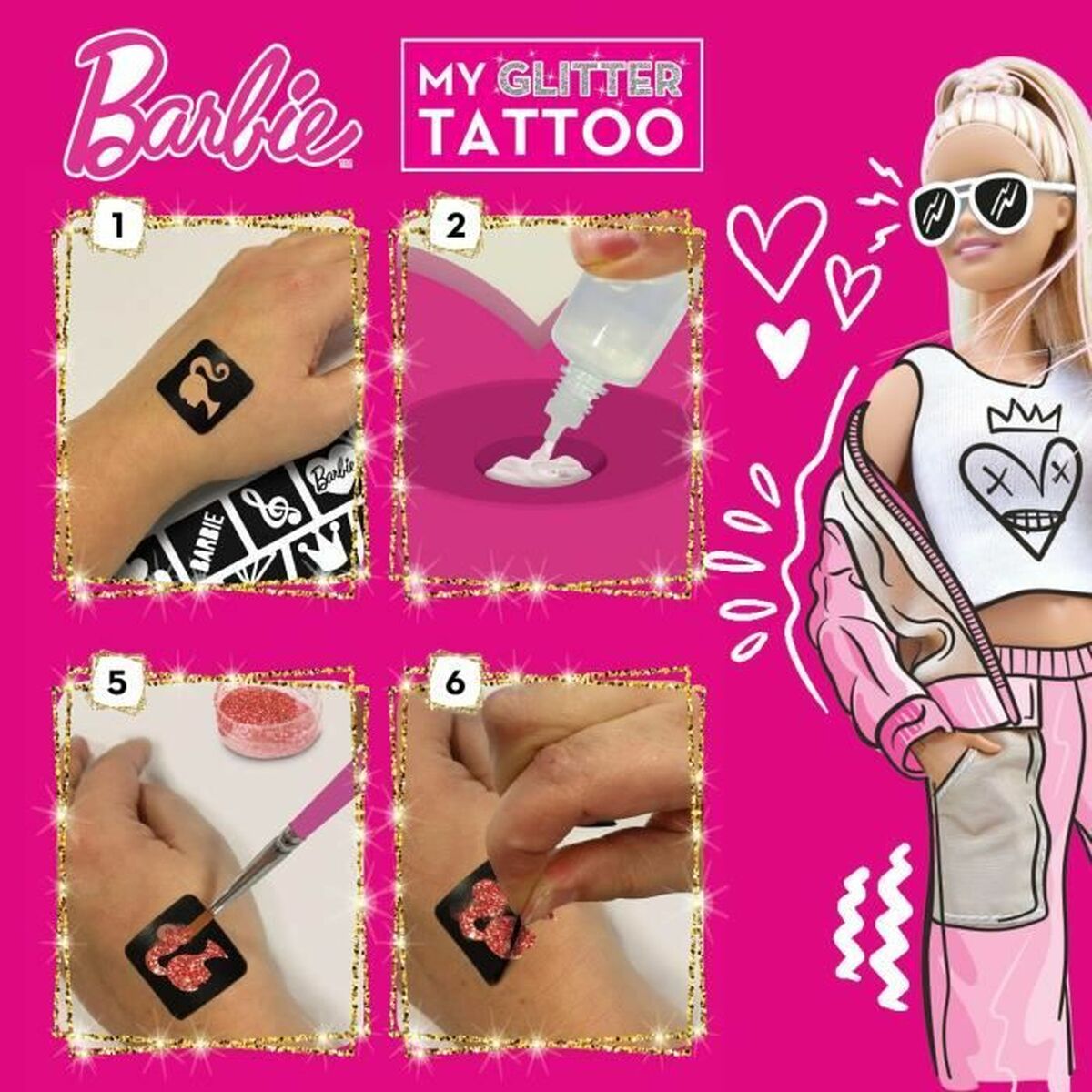 Tijdelijke Tattoos Lisciani Giochi My Glitter Tatoo Purpurine 20 Onderdelen