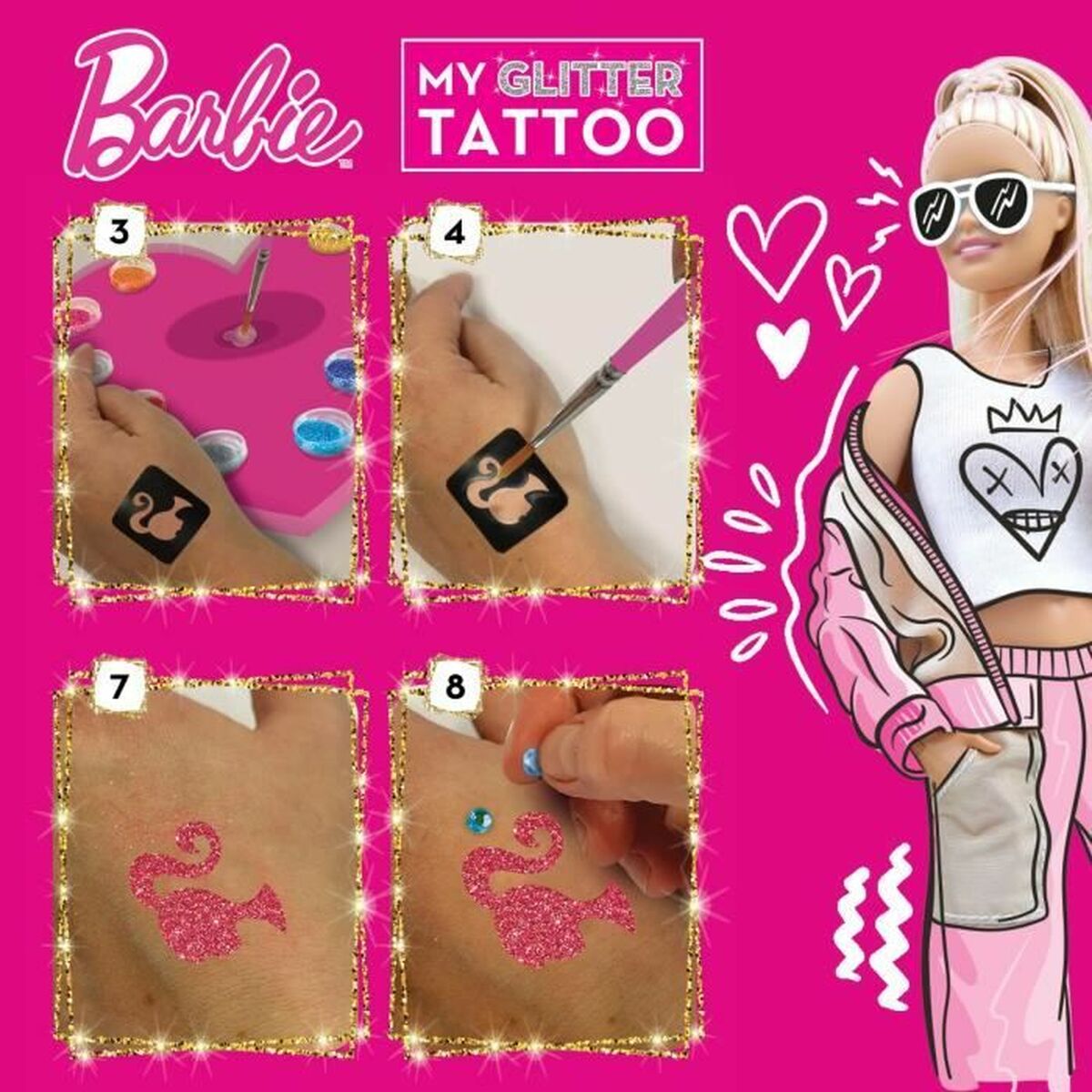 Tijdelijke Tattoos Lisciani Giochi My Glitter Tatoo Purpurine 20 Onderdelen