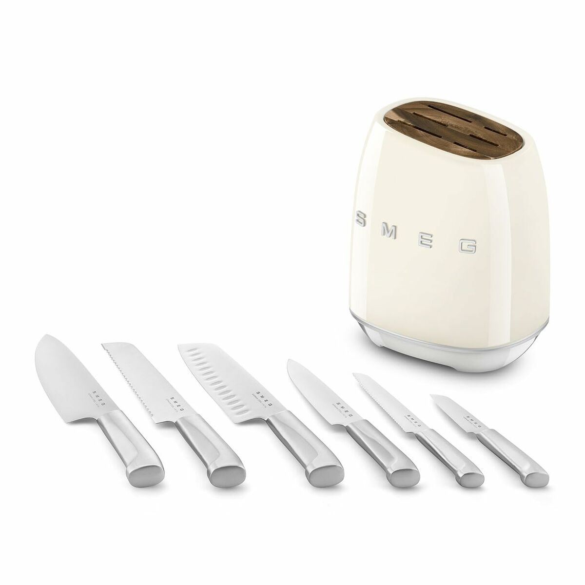 Keukenmessenset met standaard Smeg KBSF02CR Crème