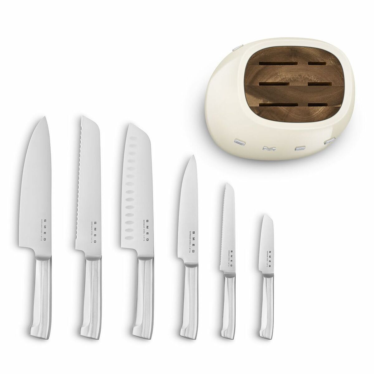 Keukenmessenset met standaard Smeg KBSF02CR Crème