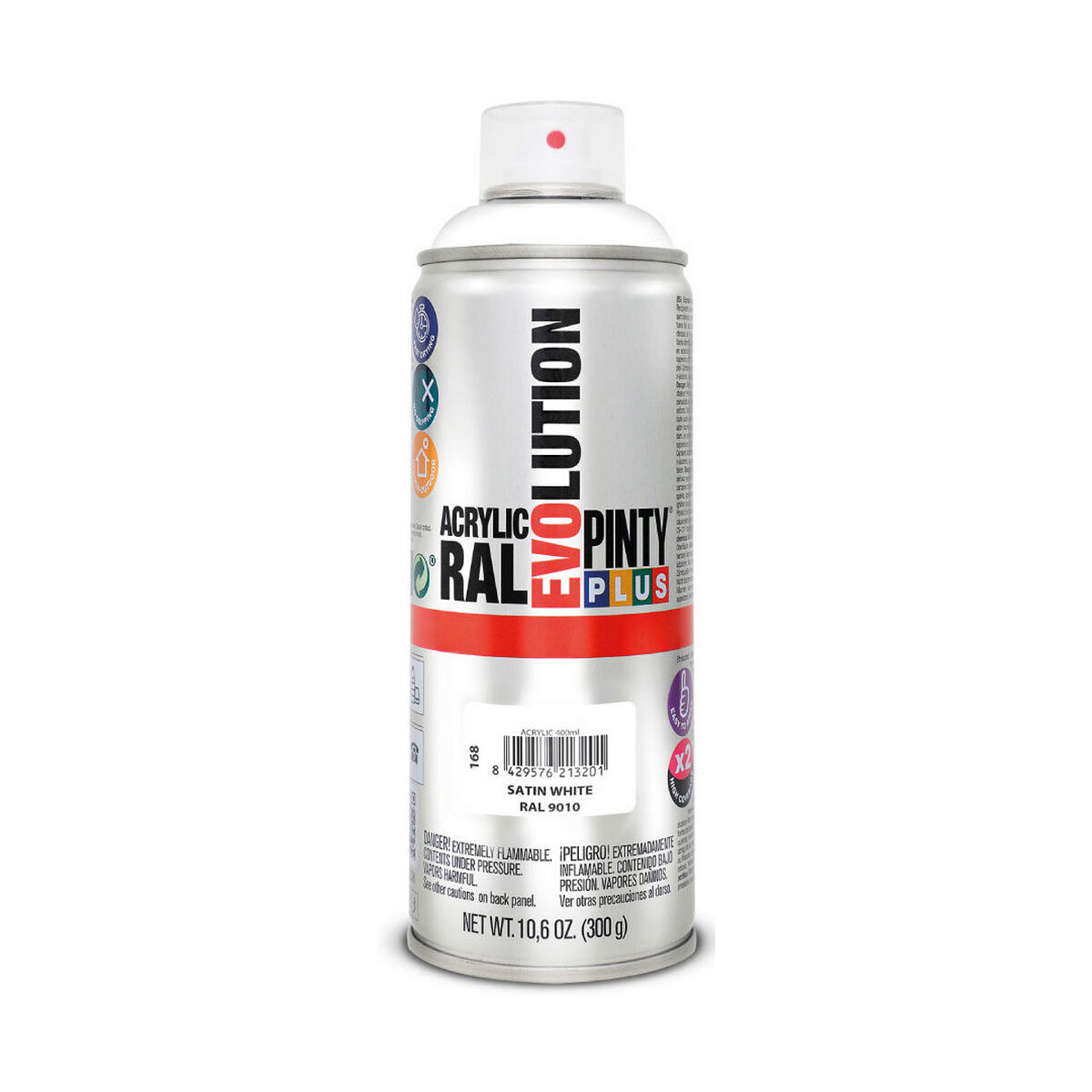 Peinture en spray Pintyplus Evolution RAL 9010 400 ml Satiné Pure White