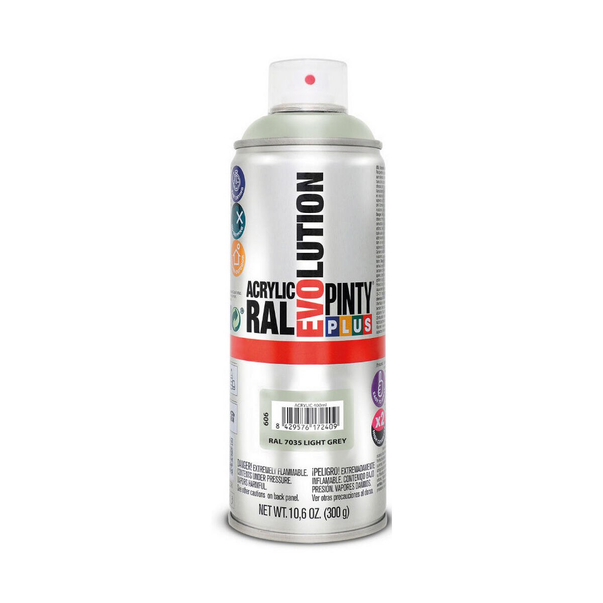 Peinture en spray Pintyplus Evolution RAL 7035 400 ml Gris clair