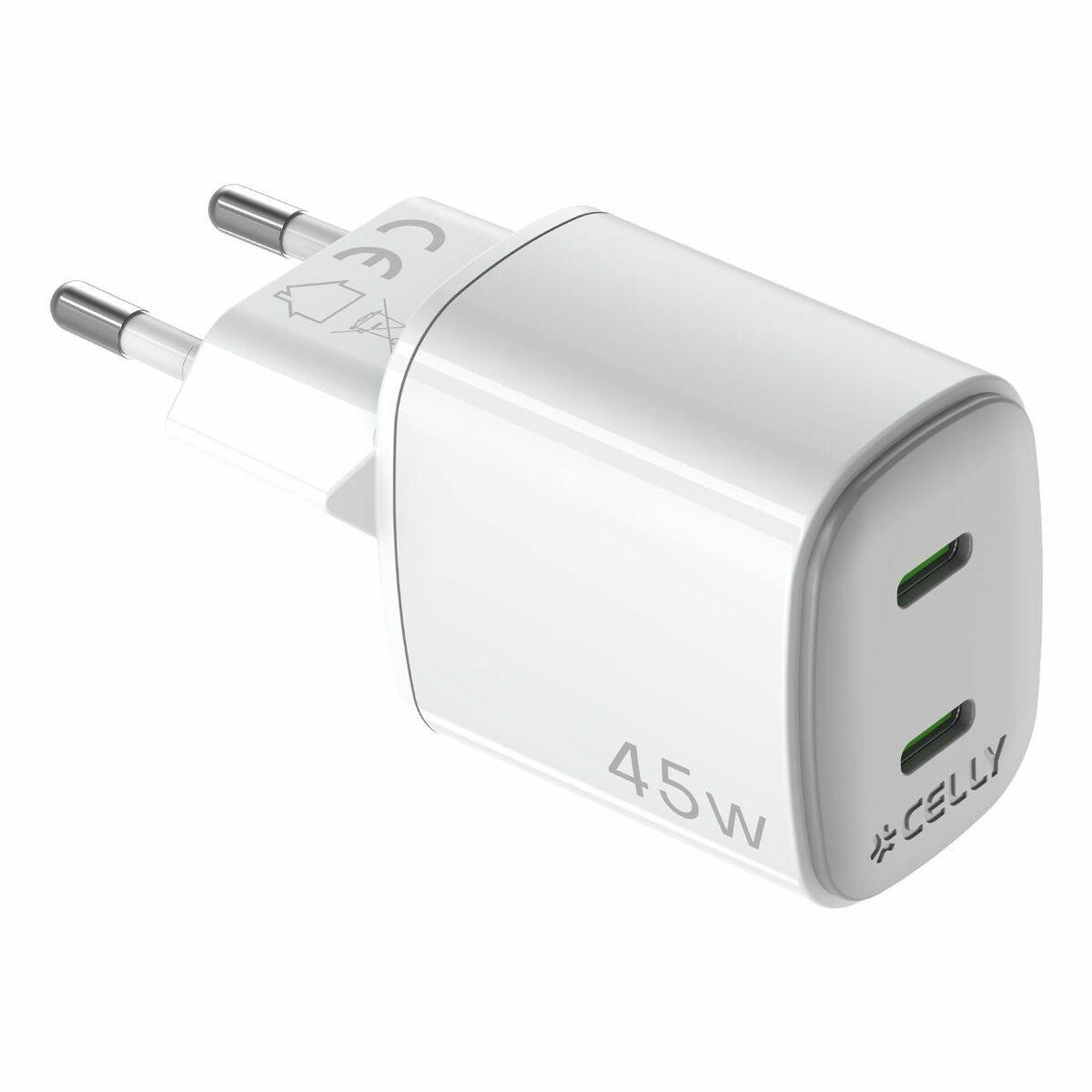 Afbeeldingen van Wall Charger Celly UPTC2USBC45WWH White