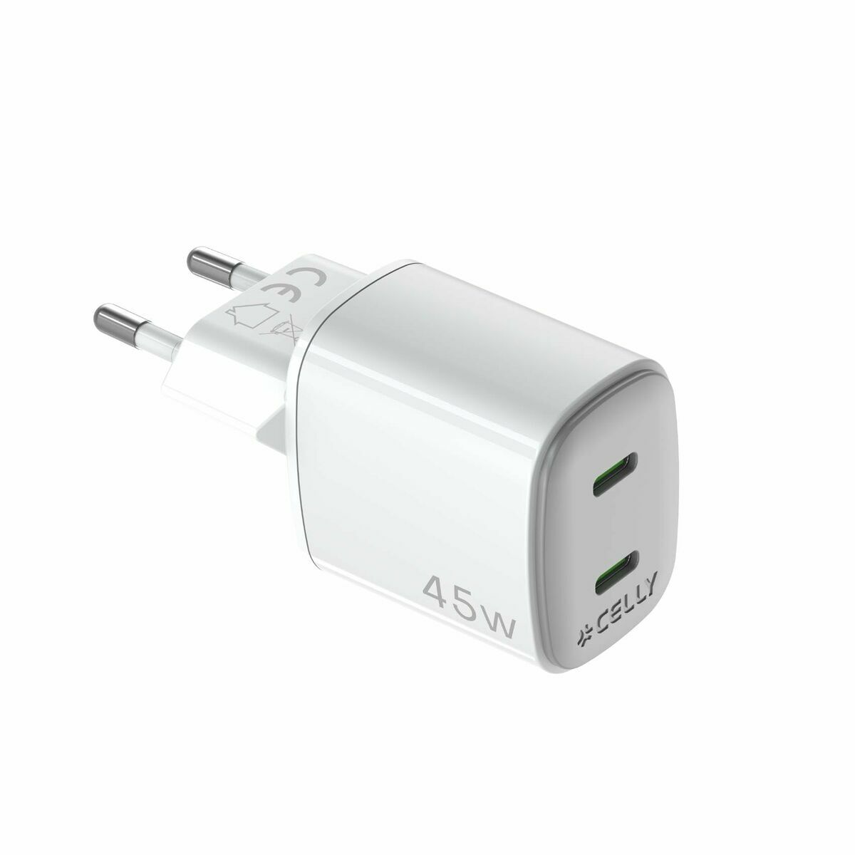 Afbeeldingen van Wall Charger Celly UPTC2USBC45WWH White