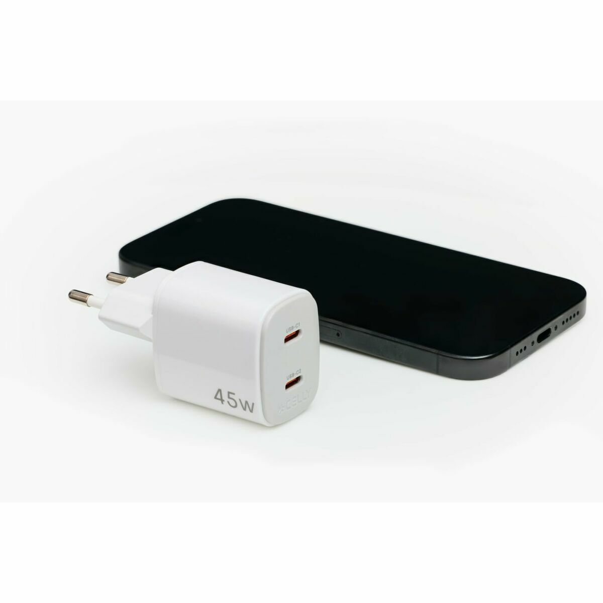 Wall Charger Celly UPTC2USBC45WWH White