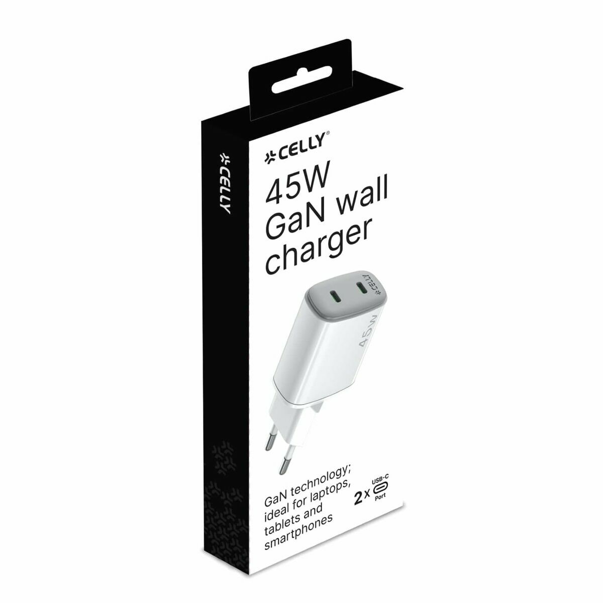 Wall Charger Celly UPTC2USBC45WWH White