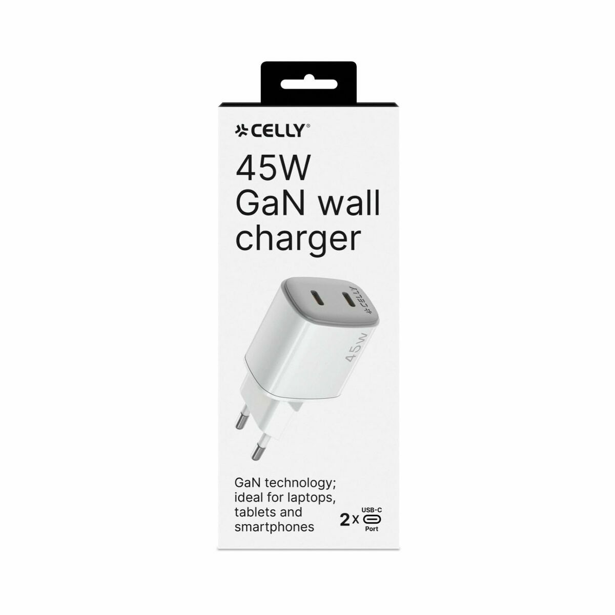 Wall Charger Celly UPTC2USBC45WWH White