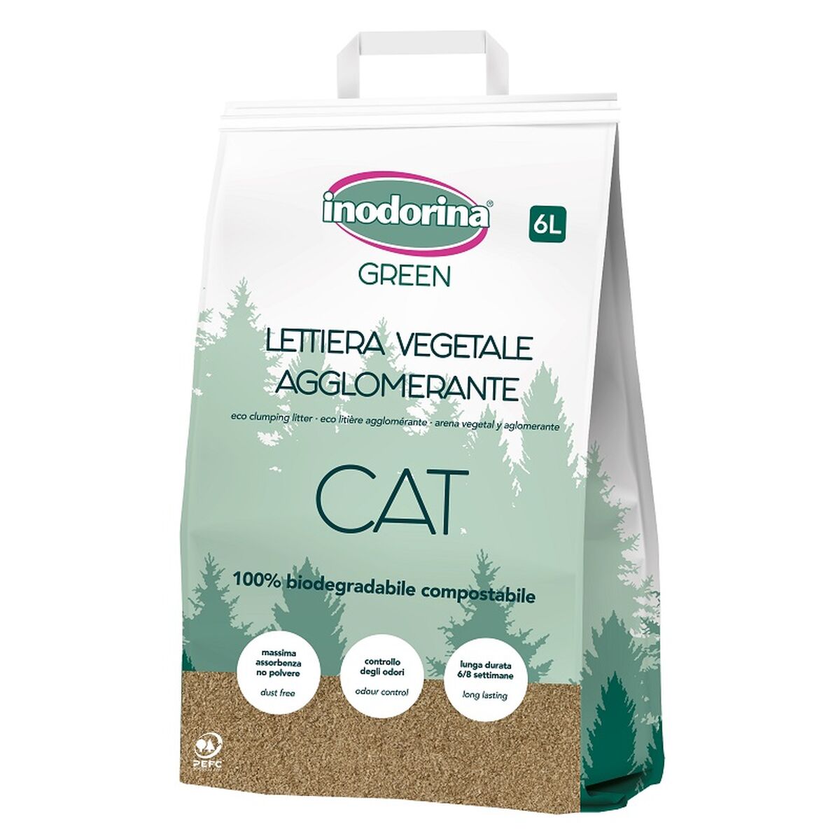 Sable pour chats Inodorina Sans parfum 6 L