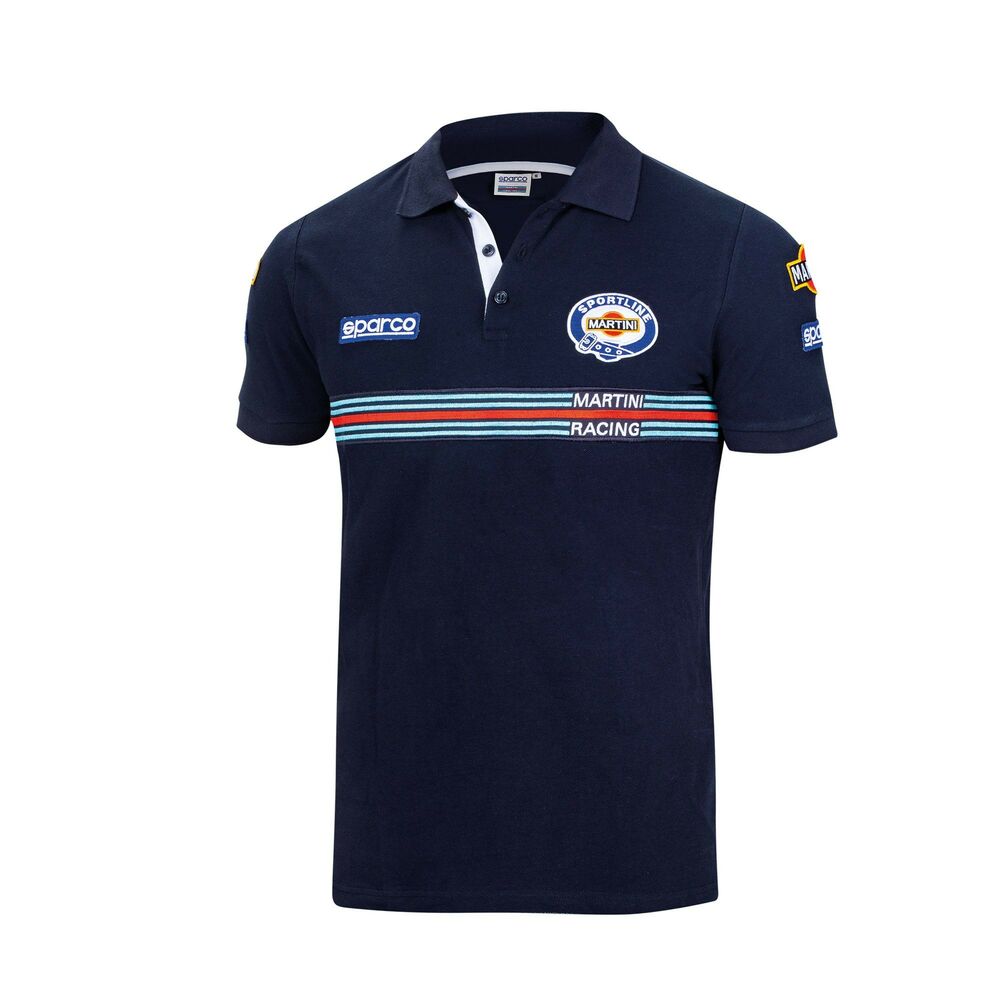 Polo à manches courtes homme Sparco Martini Racing Blue marine (Taille M)