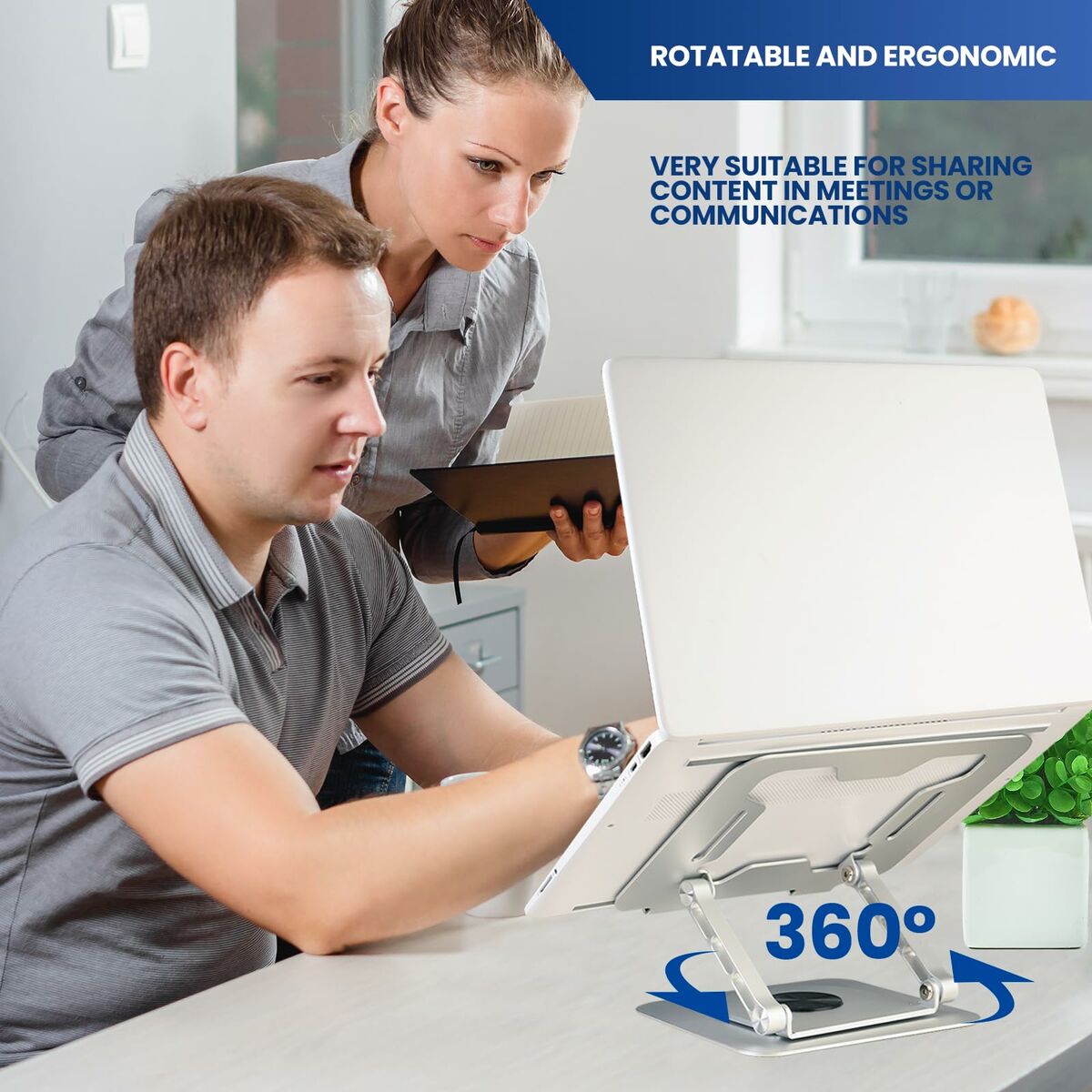 Picture of Folding and Adjustable Laptop Stand Ewent EW1267 Silicone Aluminium