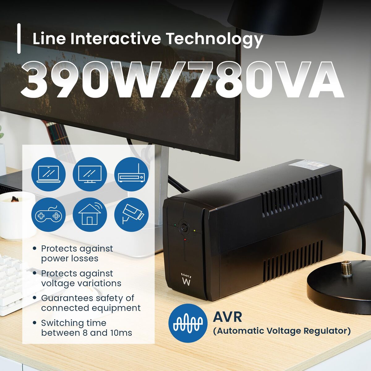 Bild von Uninterruptible Power Supply System Interactive UPS Ewent EW3995 390 W