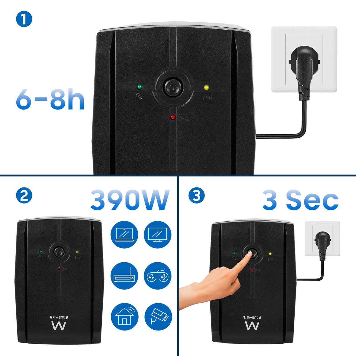 Bild von Uninterruptible Power Supply System Interactive UPS Ewent EW3995 390 W