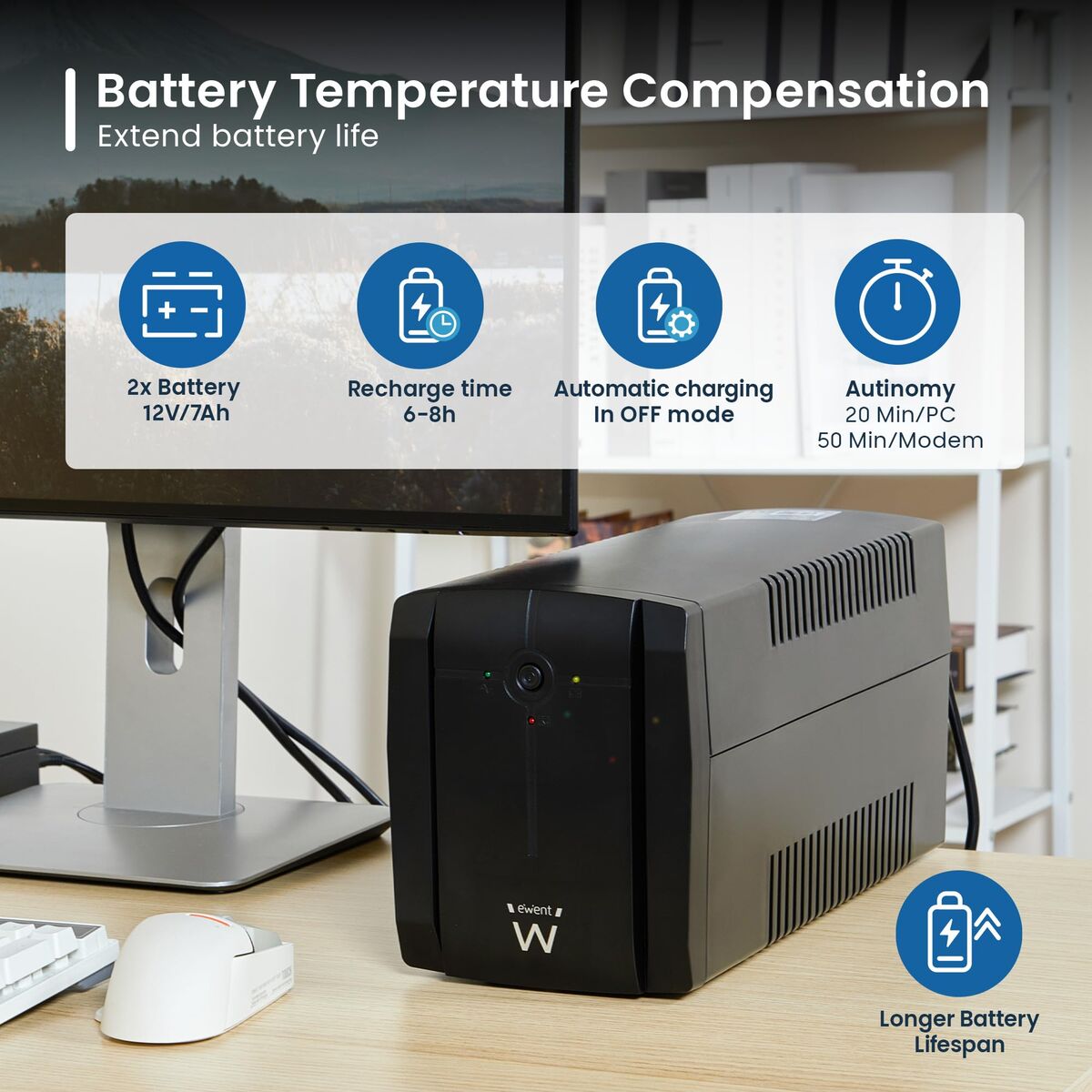 Bild von Uninterruptible Power Supply System Interactive UPS Ewent EW3997 720 W